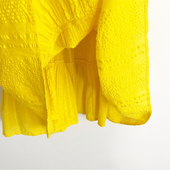 BOGO! J. Crew Ruffle Trim Tiered Dress in Cotton Dobby Yellow Size Small - Picture 7 of 9